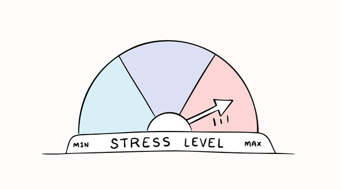 Illustration of stress level meter at high stress level
