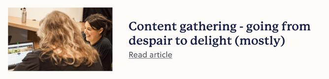 Blog link: Content gathering - going from despair to delight (mostly)